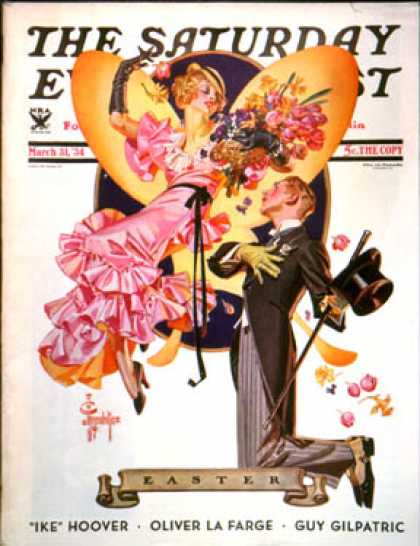 Saturday Evening Post - 1934-03-31: Romantic Easter (J.C. Leyendecker)