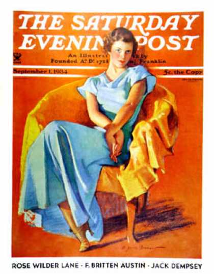 Saturday Evening Post - 1934-09-01: Woman in Chair (F. Sands Bruner)