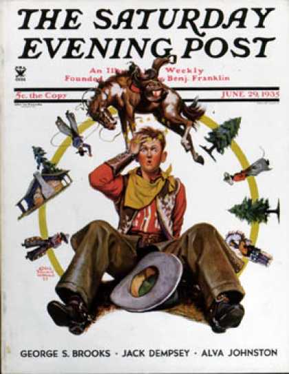 Saturday Evening Post - 1935-06-29: Bronco Buster on Butt (Edgar Franklin Wittmack)