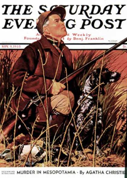 Saturday Evening Post - 1935-11-09: Hunter & Dog in Field (J.F. Kernan)