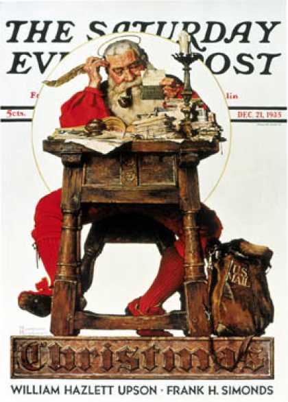 Saturday Evening Post - 1935-12-21: Santa at His Desk (Norman Rockwell)