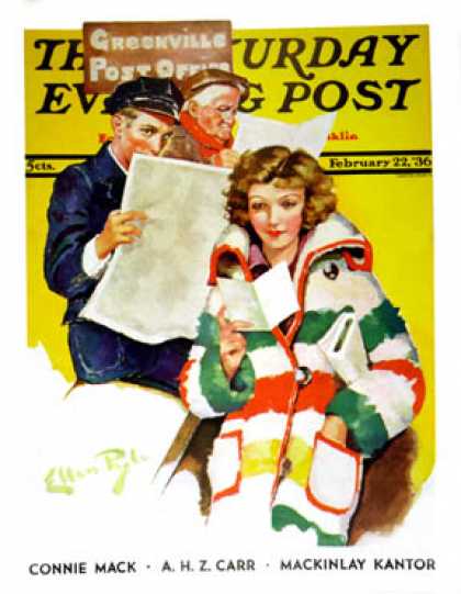 Saturday Evening Post - 1936-02-22: Reading Her Mail (Ellen Pyle)