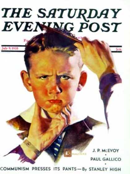 Saturday Evening Post - 1938-07-09: Combing His Hair (Douglas Crockwell)