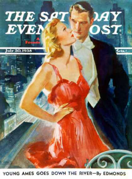 Saturday Evening Post - 1938-07-30: Formal Couple on Balcony (John LaGatta)