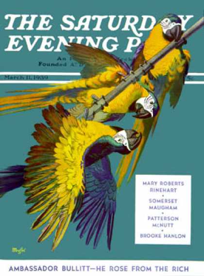 Saturday Evening Post - 1939-03-11: Three Parrots (Julius Moessel)