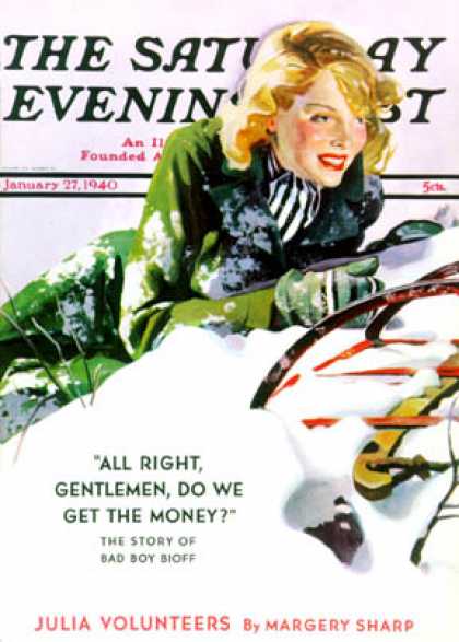 Saturday Evening Post - 1940-01-27: Tumble from Sled (Dominice Cammerota)