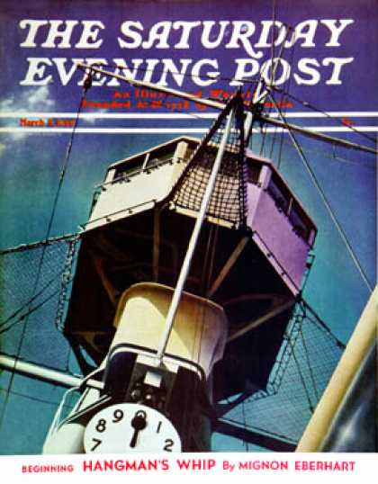 Saturday Evening Post - 1940-03-09: Tower on Battleship (Arthur C. Radebaugh)