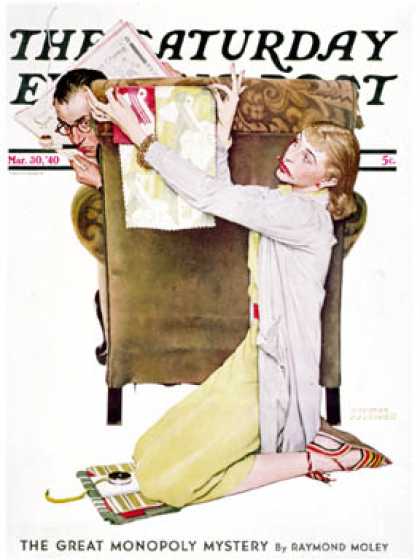 Saturday Evening Post - 1940-03-30: "Decorator" (Norman Rockwell)