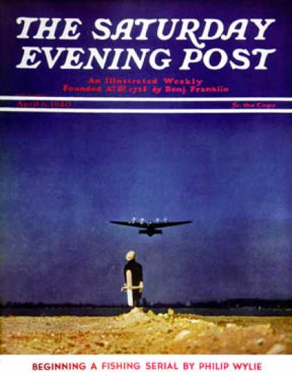 Saturday Evening Post - 1940-04-06: Airplane Takeoff (Charles De Soria)