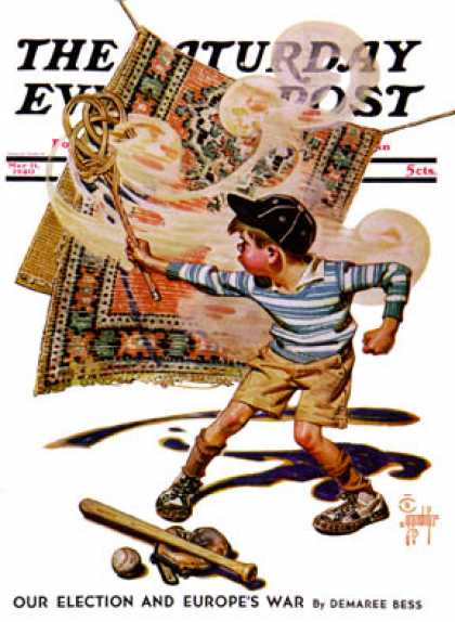 Saturday Evening Post - 1940-05-11: Rug Beater (J.C. Leyendecker)