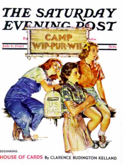 Saturday Evening Post - 1940-07-06: Waiting for Mail (Douglas Crockwell)