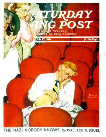 Saturday Evening Post - 1940-07-27: Man Asleep in Theater (Emery Clarke)