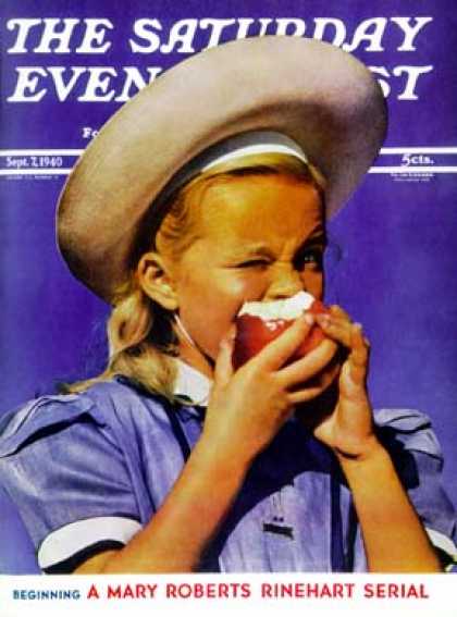 Saturday Evening Post - 1940-09-07: Girl Eating an Apple (Werner Stoy)
