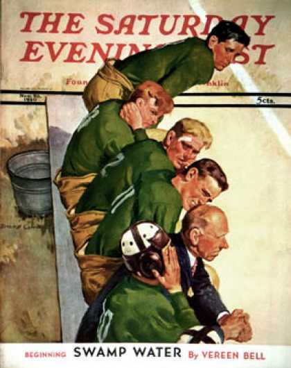 Saturday Evening Post - 1940-11-23: Team on Bench (Emery Clarke)