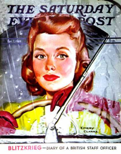 Saturday Evening Post - 1940-12-07: Rainy Drive (Emery Clarke)