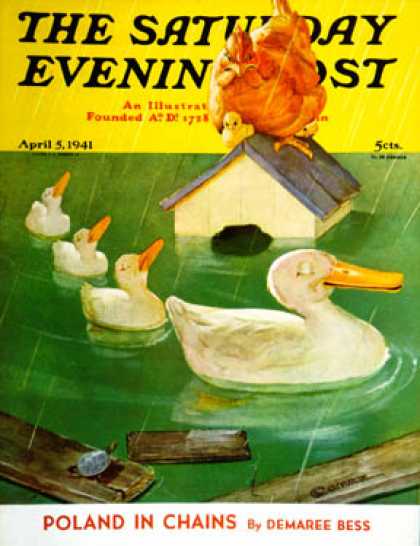Saturday Evening Post - 1941-04-05: Ducks in a Flood (McCauley Conner)