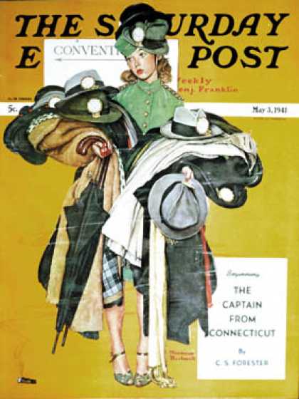 Saturday Evening Post - 1941-05-03: "Hatcheck Girl" (Norman Rockwell)