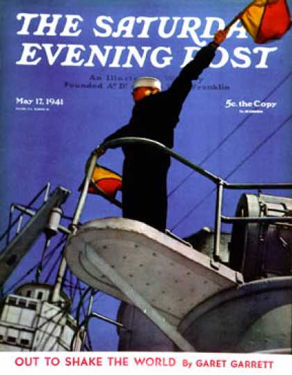Saturday Evening Post - 1941-05-17: Naval Signal Corps (United States Navy Official Photo)