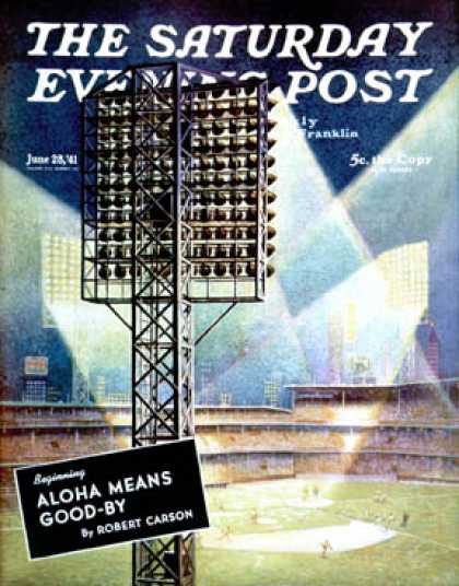 Saturday Evening Post - 1941-06-28: Baseball Stadium at Night (Roy Hilton)