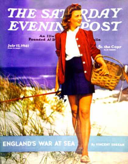 Saturday Evening Post - 1941-07-12: A Walk on the Beach (F.A. Leigh)