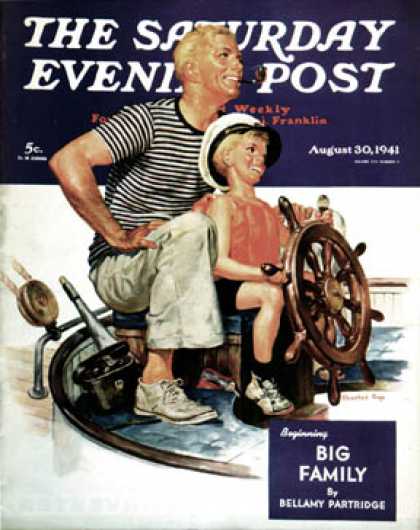 Saturday Evening Post - 1941-08-30: Father Teaching Son to Sail (Charles Dye)