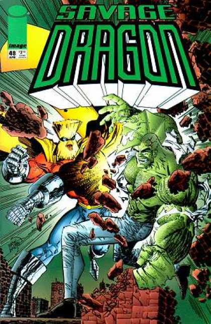 Savage Dragon 48 - Monsters - Rock - Green Monster - Buildings - Rooftop - Erik Larsen