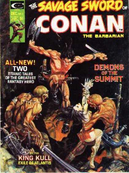 Savage Sword of Conan 3 - December - Demons Of The Summit - Weapons - Damsel In Distress - King Kull - Boris Vallejo, Michael Kaluta
