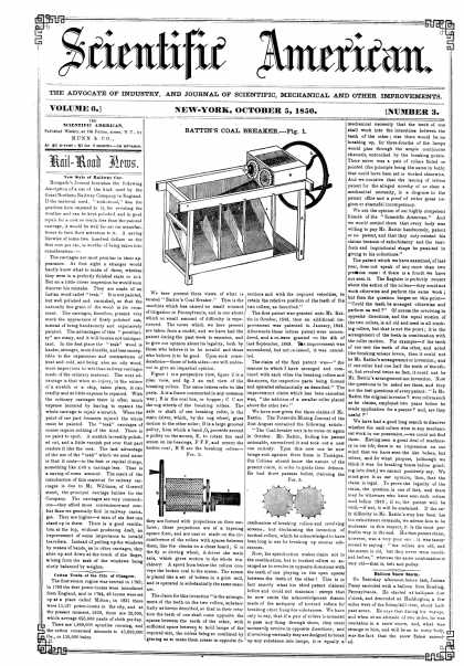 Scientific American - Oct 5, 1850 (vol. 6, #3)