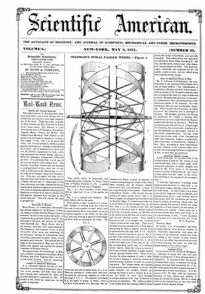 Scientific American - May 3, 1851 (vol. 6, #33)