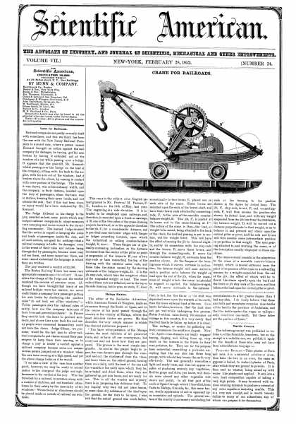 Scientific American - Feb 28, 1852 (vol. 7, #24)