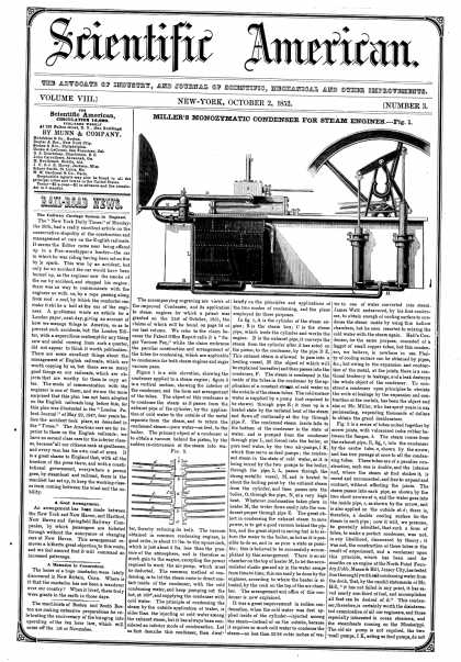 Scientific American - October 2, 1852 (vol. 8, #3)