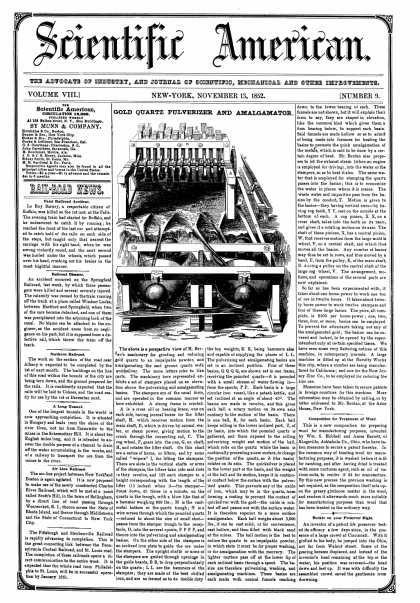 Scientific American - November 13, 1852 (vol. 8, #9)