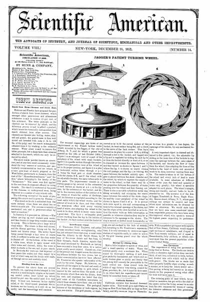 Scientific American - December 18, 1852 (vol. 8, #14)