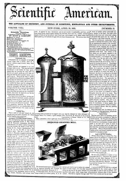 Scientific American - April 30, 1853 (vol. 8, #33)