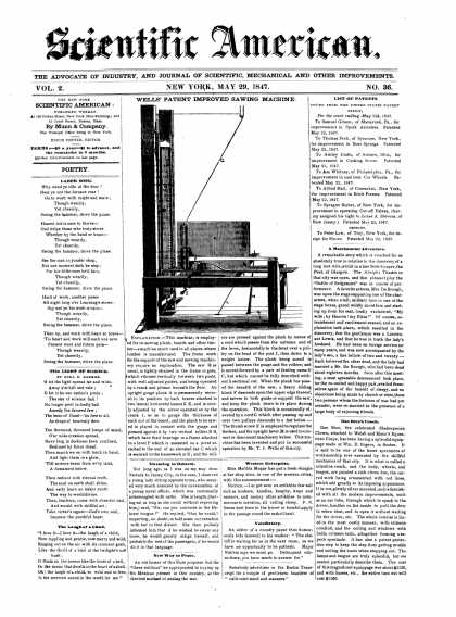 Scientific American - May 29, 1847 (vol. 2, #36)