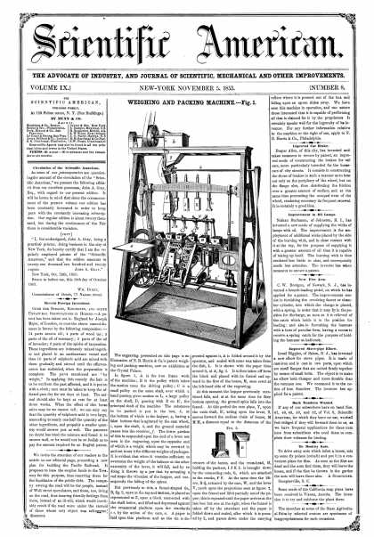 Scientific American - Nov. 5, 1853 (vol. 9, #8)