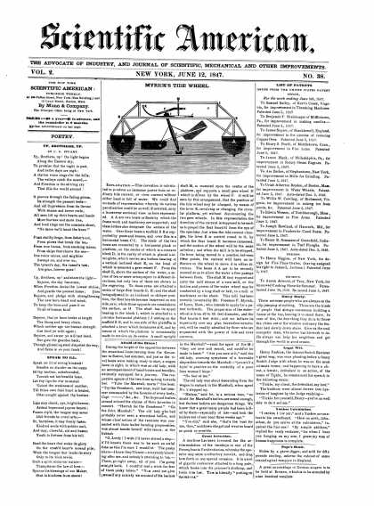 Scientific American - June 12, 1847 (vol. 2, #38)