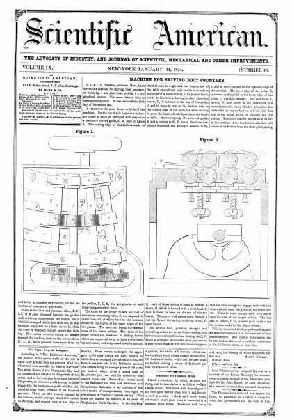 Scientific American - Jan. 14, 1854 (vol. 9, #18)