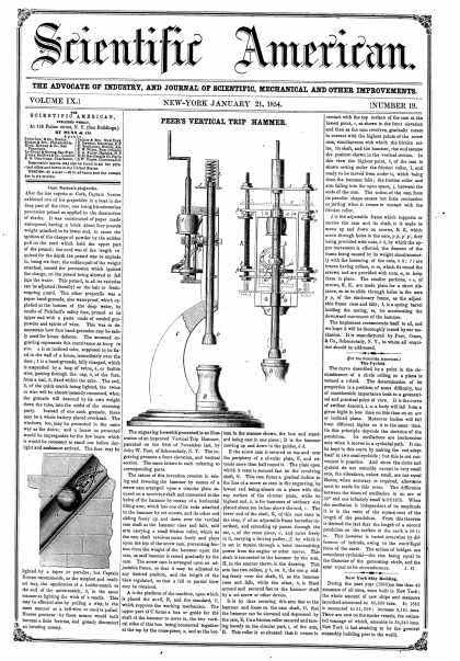 Scientific American - Jan. 21,1854 (vol. 9, #19)