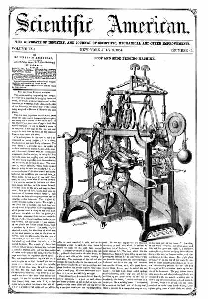 Scientific American - July 8, 1854 (vol. 9, #43)
