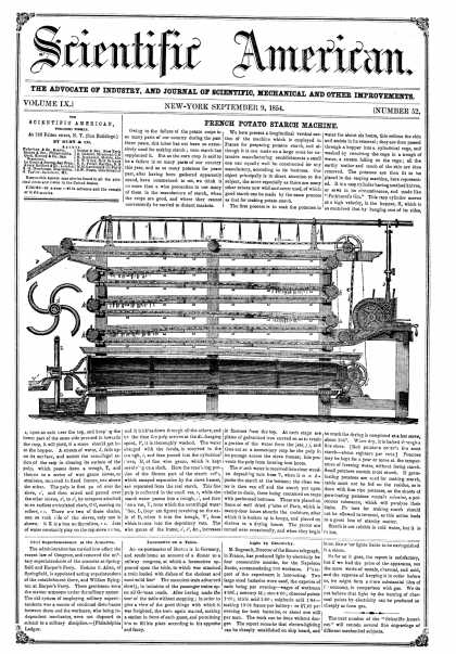 Scientific American - Sept 9, 1854 (vol. 9, #52)
