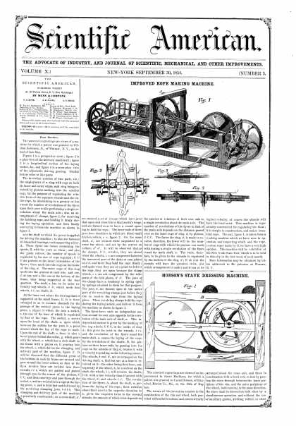 Scientific American - Sept 30, 1854 (vol. 10, #3)
