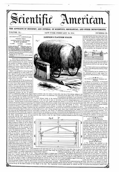 Scientific American - Feb 10, 1855 (vol. 10, #22)