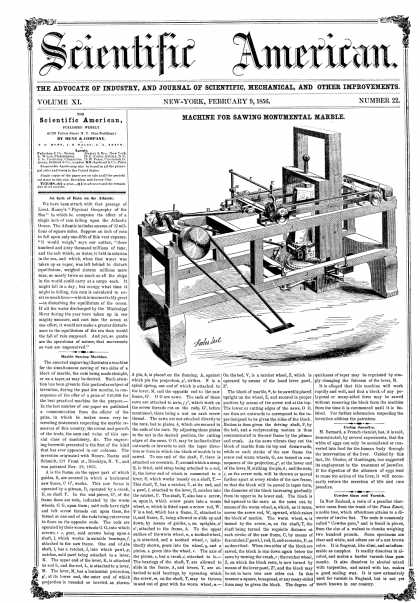 Scientific American - Feb 9, 1856 (vol. 11, #22)