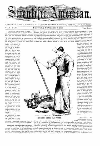 Scientific American - Nov 5, 1859 (vol. 1, #19)