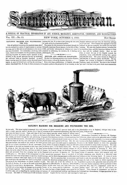 Scientific American - Oct 6, 1860 (vol. 3, #15)