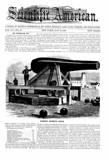 Scientific American - May 18, 1861 (vol. 4, #20)