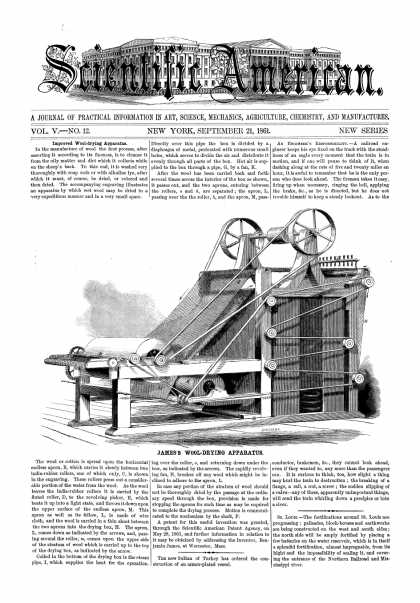 Scientific American - Sept 21, 1861 (vol. 5, #12)