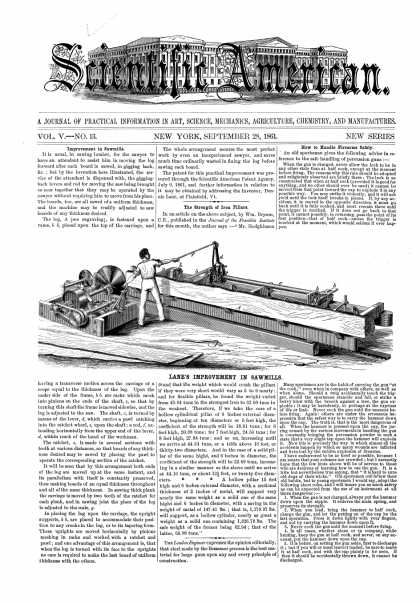 Scientific American - Sept 28, 1861 (vol. 5, #13)