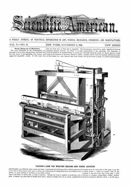 Scientific American - Nov 9, 1861 (vol. 5, #19)